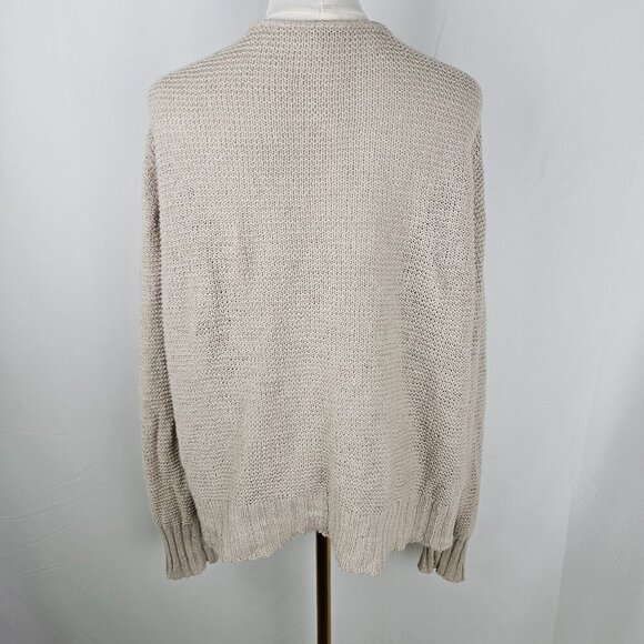 Eileen Fisher Open Front Cardigan XL Beige Knit Linen Cotton Lightweight Sweater - Picture 5 of 9